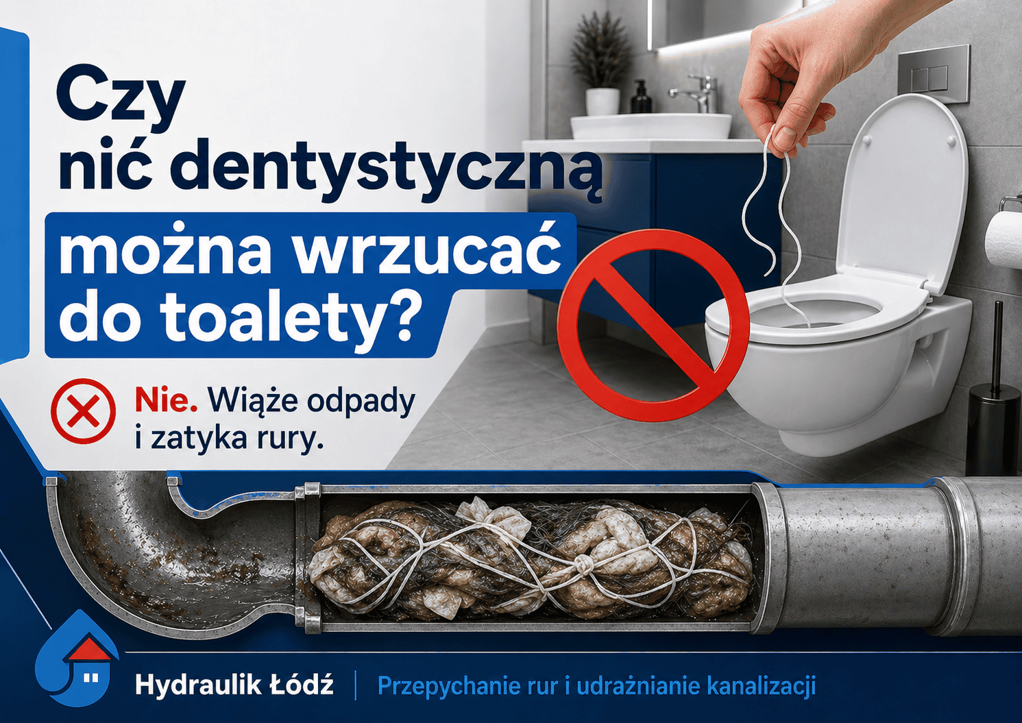Nić dentystyczna przy toalecie – dlaczego nie powinno się wrzucać jej do WC