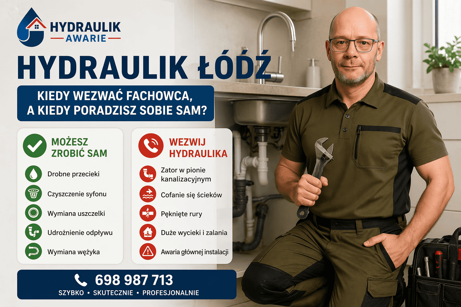 Kiedy wezwać fachowca do awarii hydraulicznej, a kiedy można poradzić sobie samodzielnie