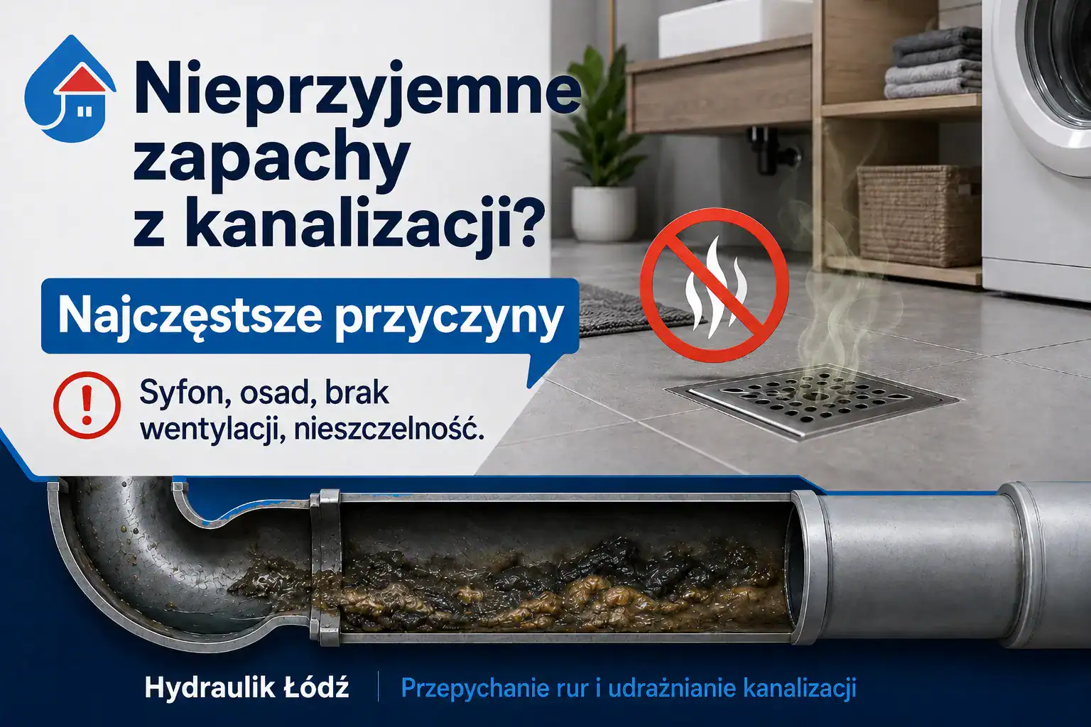 Nieprzyjemne zapachy z kanalizacji – syfon, osad, brak wentylacji i nieszczelność rur