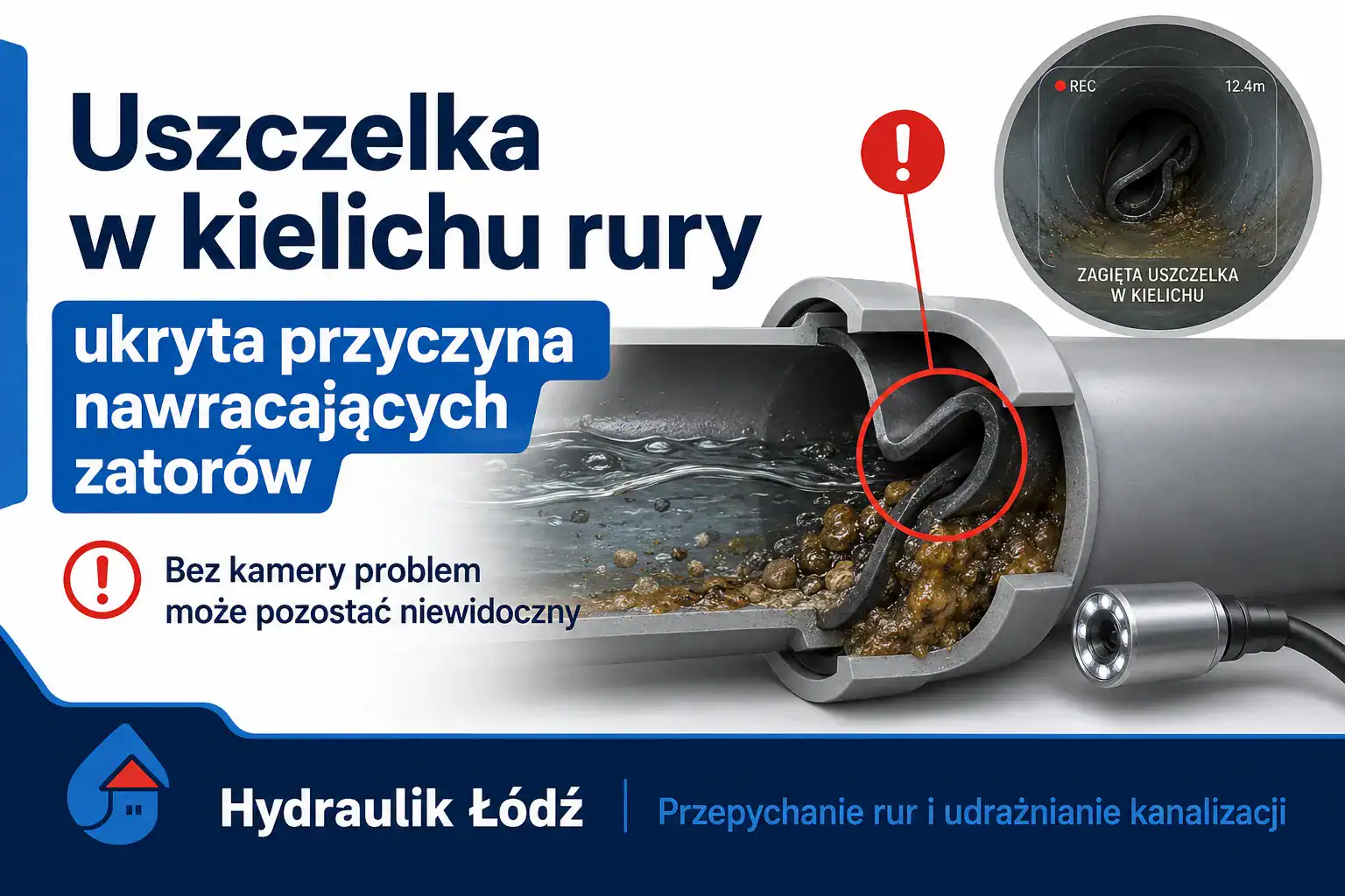 Podwinięta uszczelka w kielichu rury jako ukryta przyczyna nawracających zatorów